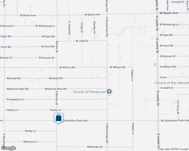map of restaurants, bars, coffee shops, grocery stores, and more near 2630 Retread Road in Pahrump