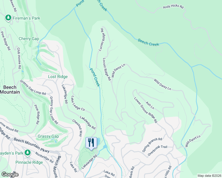 map of restaurants, bars, coffee shops, grocery stores, and more near 211 Locust Ridge Road in Beech Mountain