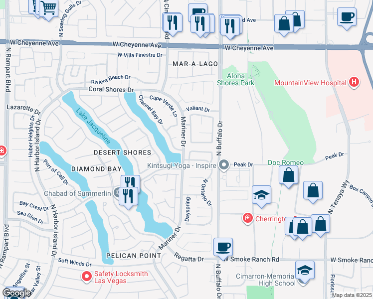 map of restaurants, bars, coffee shops, grocery stores, and more near 7641 Tortola Bay Lane in Las Vegas
