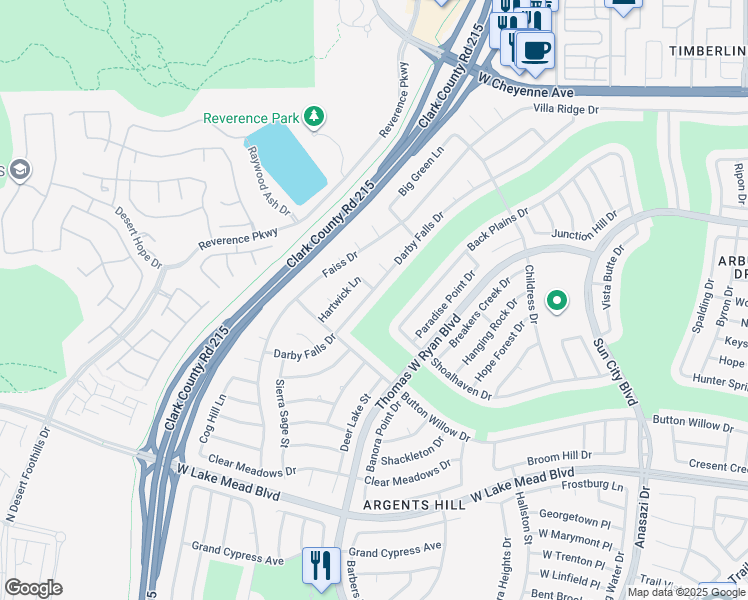 map of restaurants, bars, coffee shops, grocery stores, and more near 2775 Darby Falls Drive in Las Vegas