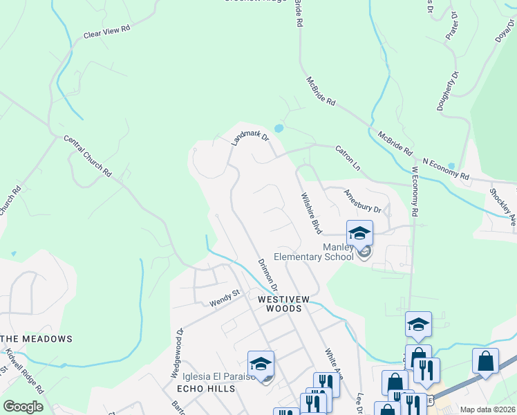 map of restaurants, bars, coffee shops, grocery stores, and more near 1081 Saint Ives Court in Morristown