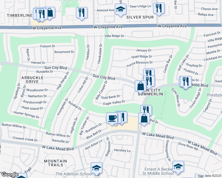 map of restaurants, bars, coffee shops, grocery stores, and more near 9536 Ruby Hills Drive in Las Vegas