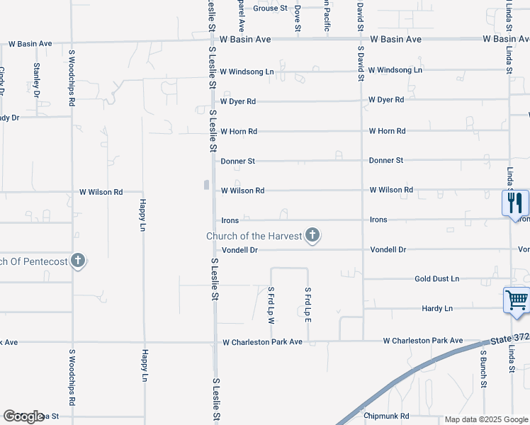 map of restaurants, bars, coffee shops, grocery stores, and more near 1830 West Irons Street in Pahrump