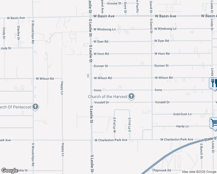 map of restaurants, bars, coffee shops, grocery stores, and more near 1860 Irons in Pahrump