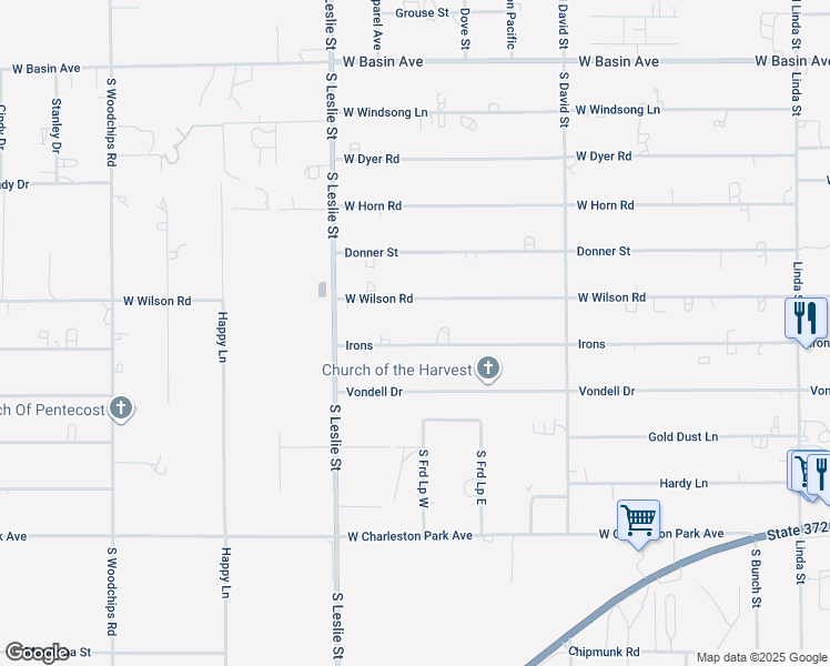 map of restaurants, bars, coffee shops, grocery stores, and more near 1830 West Irons Street in Pahrump