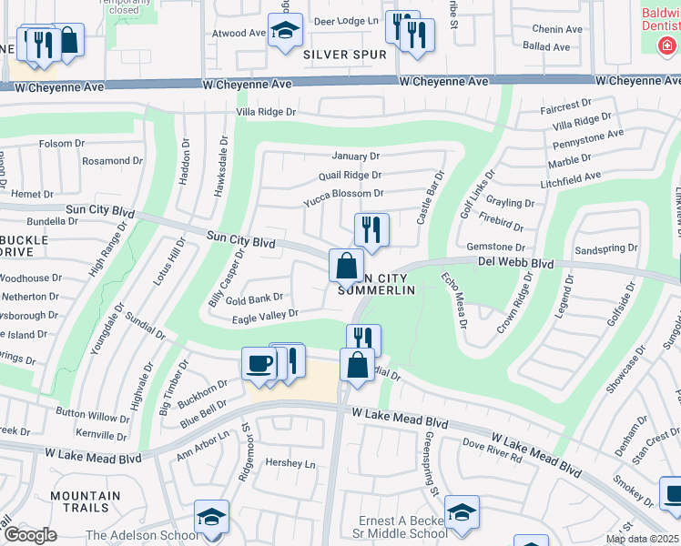 map of restaurants, bars, coffee shops, grocery stores, and more near 2808 Desert Crystal Drive in Las Vegas