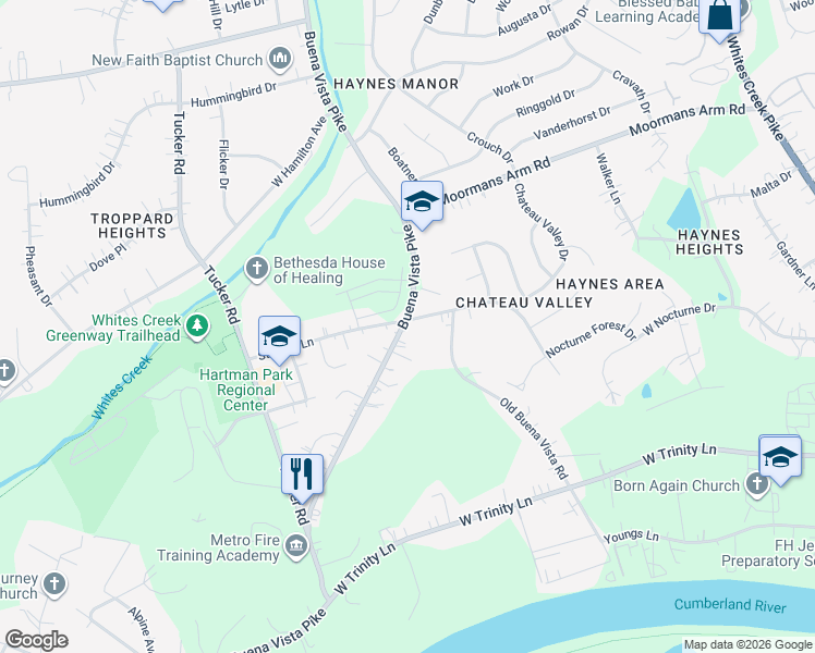 map of restaurants, bars, coffee shops, grocery stores, and more near 2914 Stokers Lane in Nashville