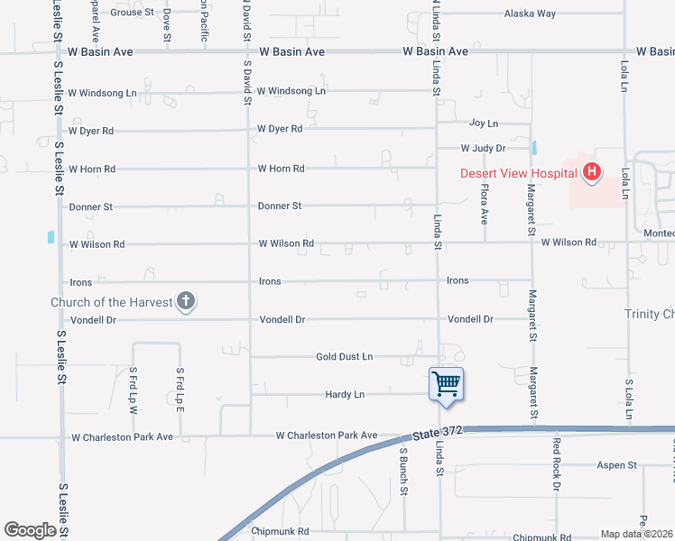 map of restaurants, bars, coffee shops, grocery stores, and more near 1270 Irons in Pahrump