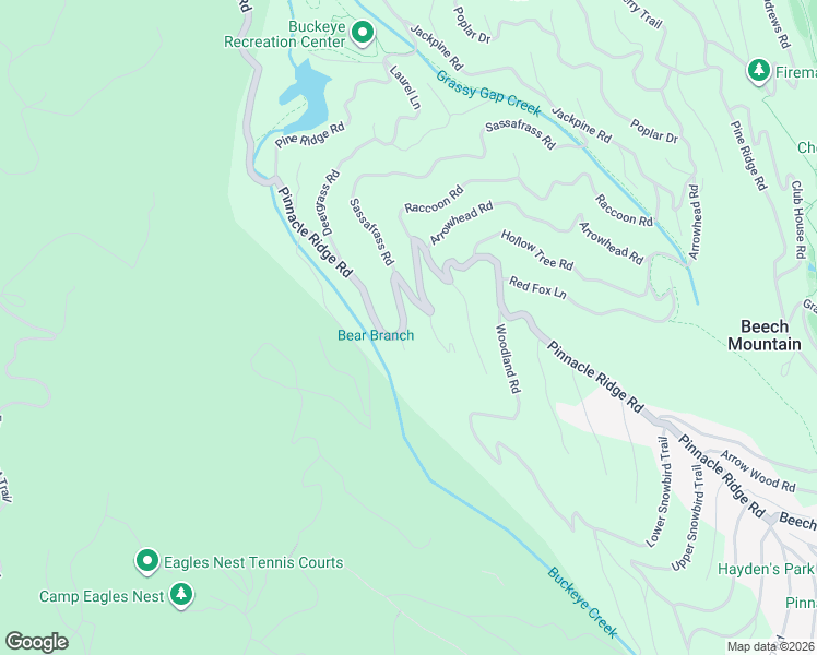 map of restaurants, bars, coffee shops, grocery stores, and more near 521 Pinnacle Ridge Road in Beech Mountain
