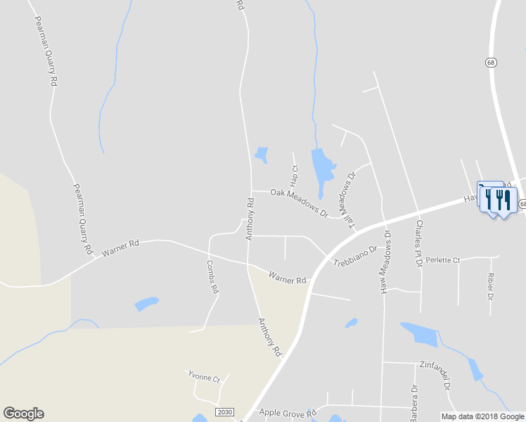 map of restaurants, bars, coffee shops, grocery stores, and more near 7626 Anthony Road in Kernersville