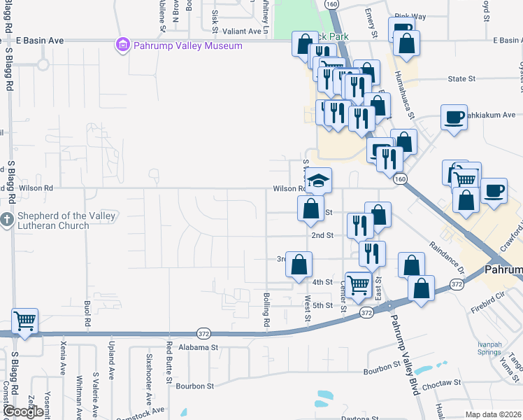 map of restaurants, bars, coffee shops, grocery stores, and more near 820 Kachina Moon Court in Pahrump