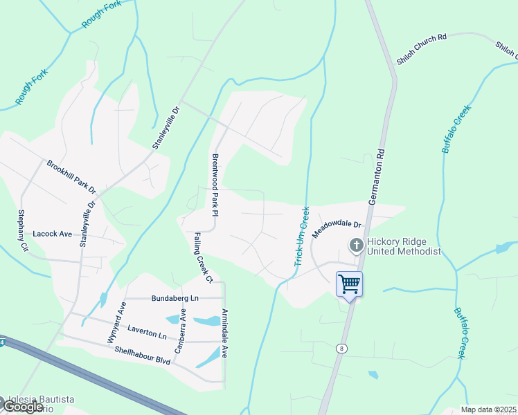 map of restaurants, bars, coffee shops, grocery stores, and more near 1217 West Rollingwood Circle in Winston-Salem