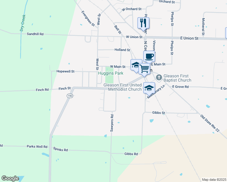 map of restaurants, bars, coffee shops, grocery stores, and more near 403 College Street in Gleason