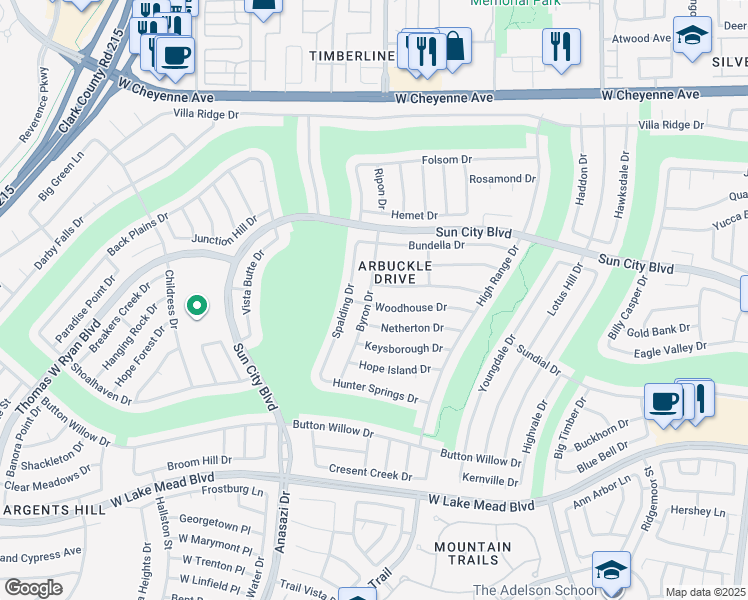 map of restaurants, bars, coffee shops, grocery stores, and more near 10044 Woodhouse Drive in Las Vegas