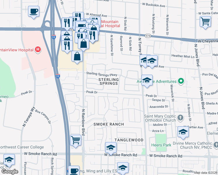 map of restaurants, bars, coffee shops, grocery stores, and more near in Las Vegas