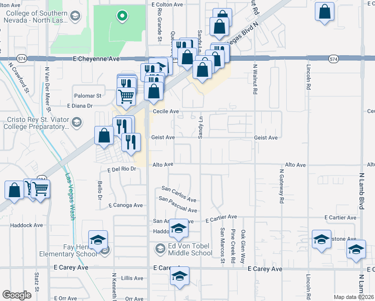 map of restaurants, bars, coffee shops, grocery stores, and more near 3833 Dexter Way in Las Vegas
