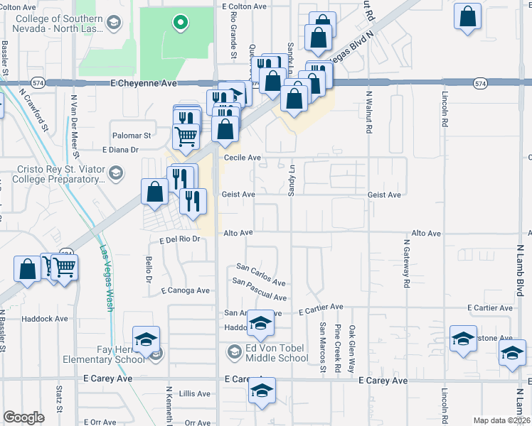 map of restaurants, bars, coffee shops, grocery stores, and more near 3833 Dexter Way in Las Vegas