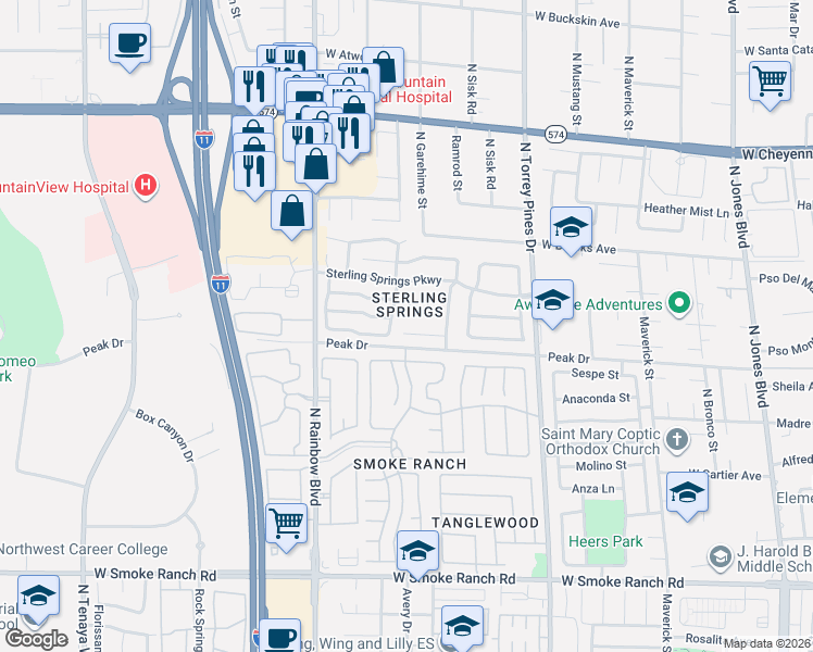 map of restaurants, bars, coffee shops, grocery stores, and more near in Las Vegas