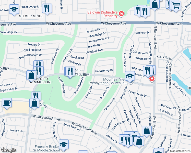 map of restaurants, bars, coffee shops, grocery stores, and more near in Las Vegas