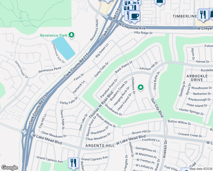 map of restaurants, bars, coffee shops, grocery stores, and more near 10638 Back Plains Drive in Las Vegas