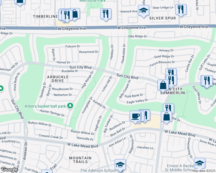 map of restaurants, bars, coffee shops, grocery stores, and more near 2804 Lotus Hill Drive in Las Vegas