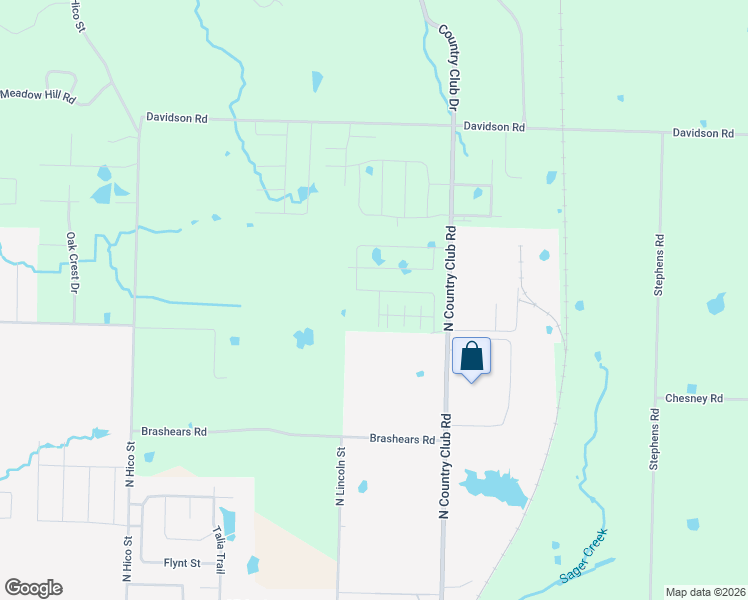 map of restaurants, bars, coffee shops, grocery stores, and more near 14701 Country Club Road in Siloam Springs