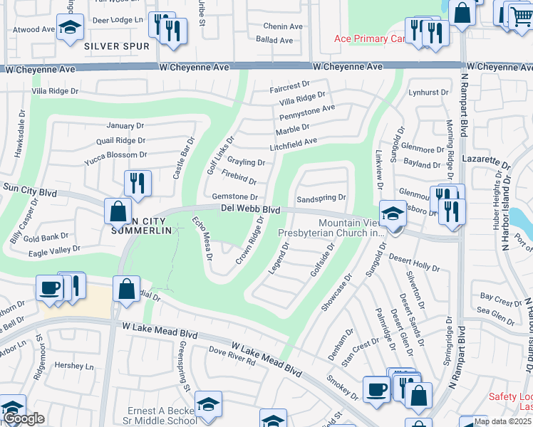 map of restaurants, bars, coffee shops, grocery stores, and more near 2752 Crown Ridge Drive in Las Vegas