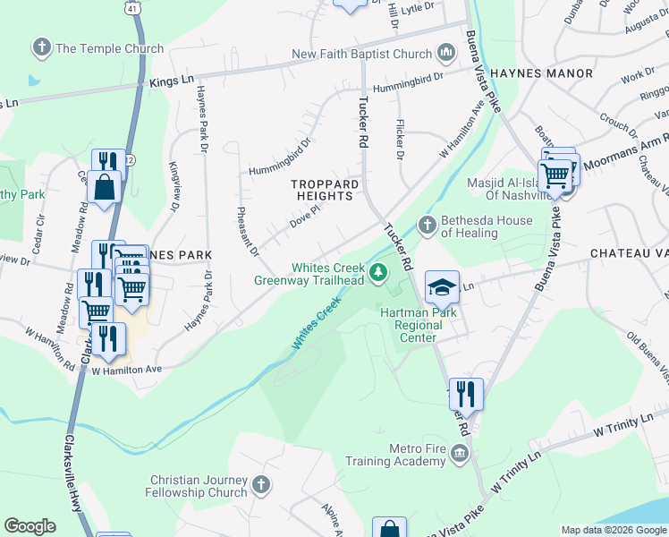 map of restaurants, bars, coffee shops, grocery stores, and more near 3221 West Hamilton Avenue in Nashville