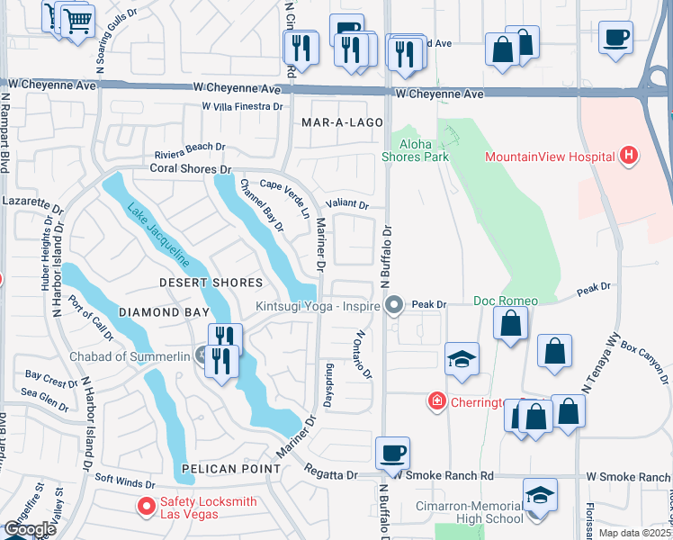map of restaurants, bars, coffee shops, grocery stores, and more near 7641 Tortola Bay Lane in Las Vegas