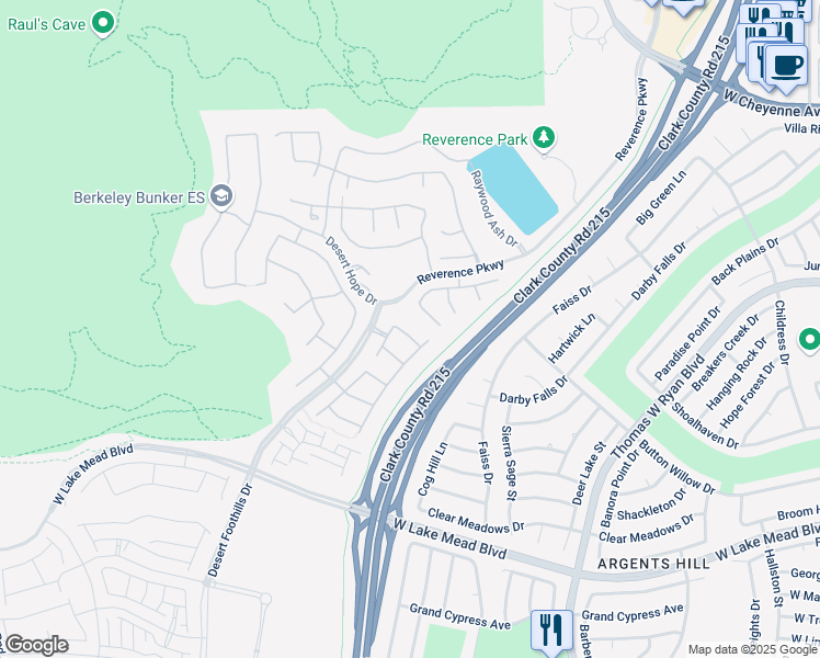 map of restaurants, bars, coffee shops, grocery stores, and more near 10950 Terra Azul Place in Las Vegas