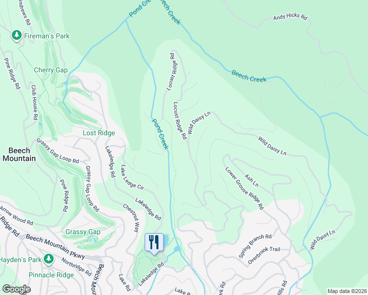 map of restaurants, bars, coffee shops, grocery stores, and more near 211 Locust Ridge Road in Beech Mountain