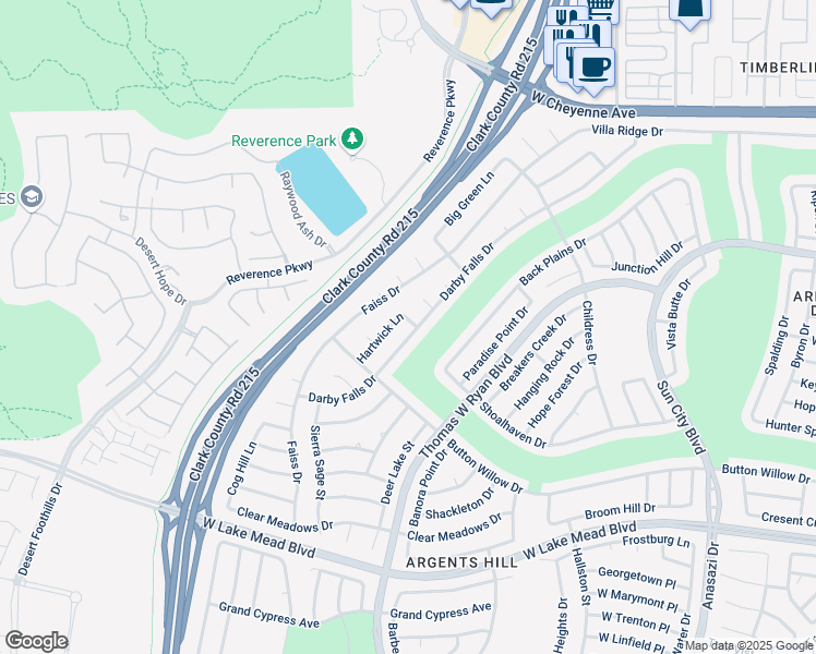 map of restaurants, bars, coffee shops, grocery stores, and more near 2775 Darby Falls Drive in Las Vegas