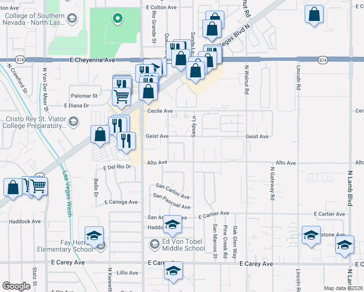map of restaurants, bars, coffee shops, grocery stores, and more near 3833 Dexter Way in Las Vegas