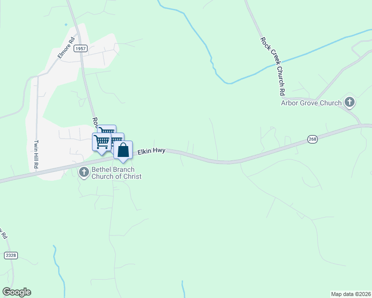 map of restaurants, bars, coffee shops, grocery stores, and more near 5301 Elkin Highway in North Wilkesboro