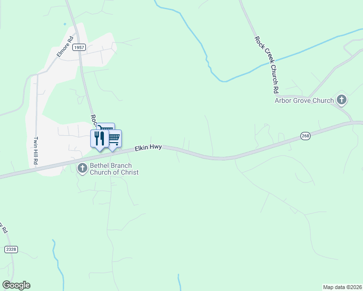 map of restaurants, bars, coffee shops, grocery stores, and more near 5301 Elkin Highway in North Wilkesboro