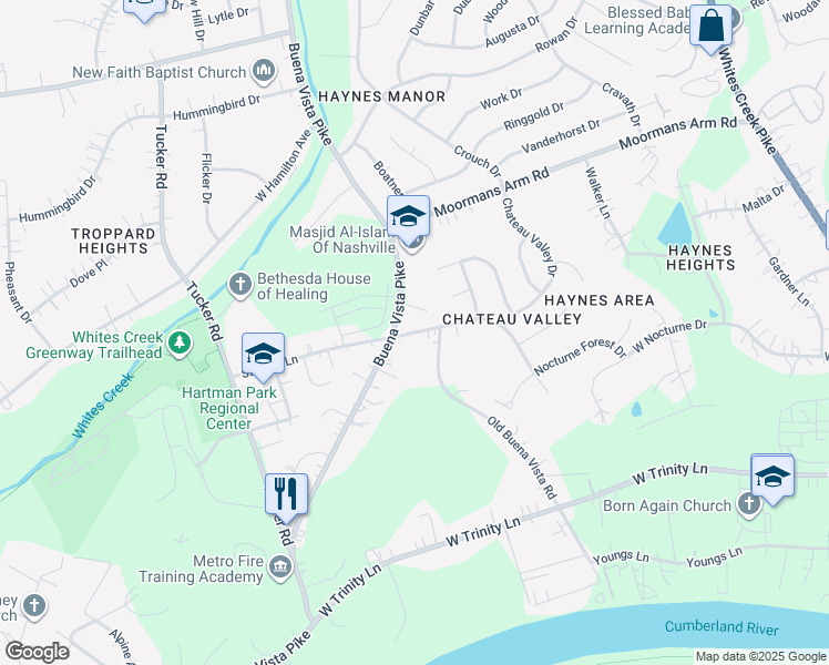 map of restaurants, bars, coffee shops, grocery stores, and more near 2914 Stokers Lane in Nashville