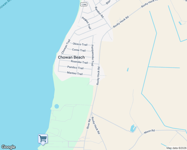 map of restaurants, bars, coffee shops, grocery stores, and more near 609 Pasquenoke Trail in Edenton