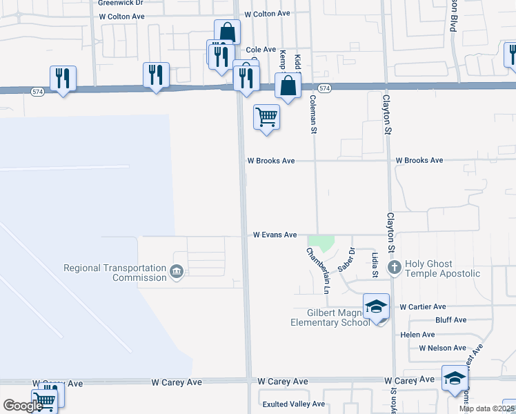 map of restaurants, bars, coffee shops, grocery stores, and more near 2880 Simmons Street in North Las Vegas