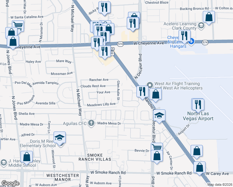 map of restaurants, bars, coffee shops, grocery stores, and more near in Las Vegas