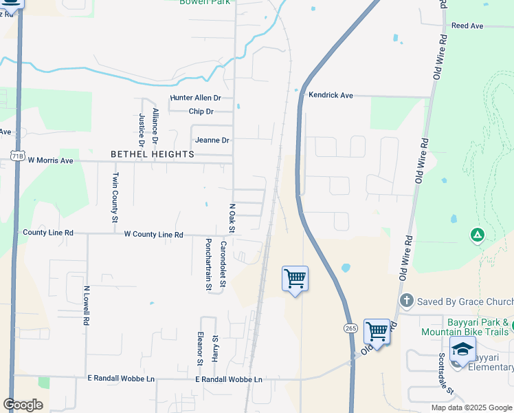map of restaurants, bars, coffee shops, grocery stores, and more near 3054 Kings Drive in Bethel Heights