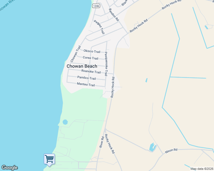 map of restaurants, bars, coffee shops, grocery stores, and more near 609 Pasquenoke Trail in Edenton