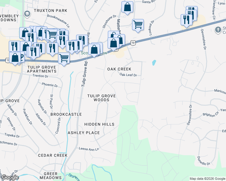map of restaurants, bars, coffee shops, grocery stores, and more near 1096 Lady Nashville Drive in Nashville