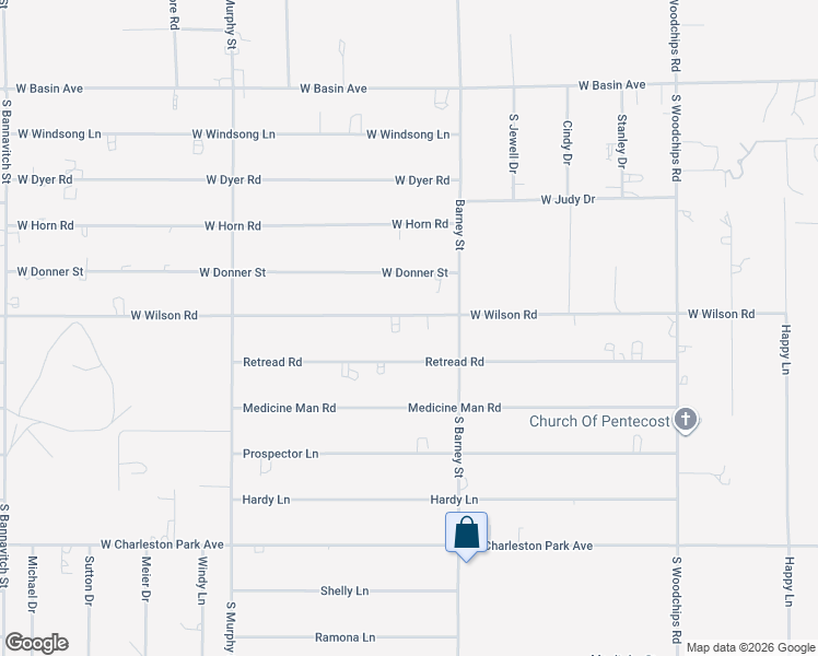 map of restaurants, bars, coffee shops, grocery stores, and more near 3111 West Wilson Road in Pahrump