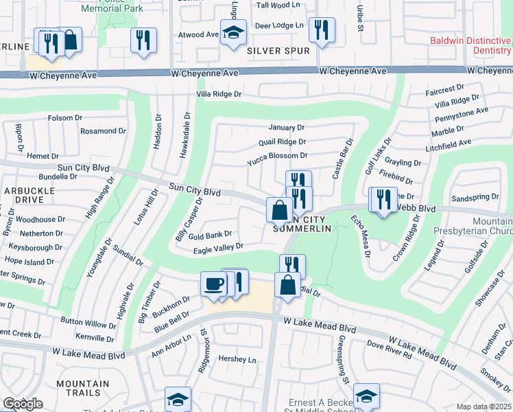 map of restaurants, bars, coffee shops, grocery stores, and more near 9432 West Gold Mountain Avenue in Las Vegas