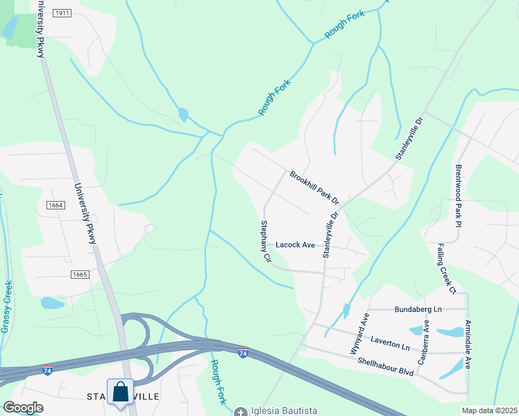 map of restaurants, bars, coffee shops, grocery stores, and more near 610 Stephany Cir in Rural Hall