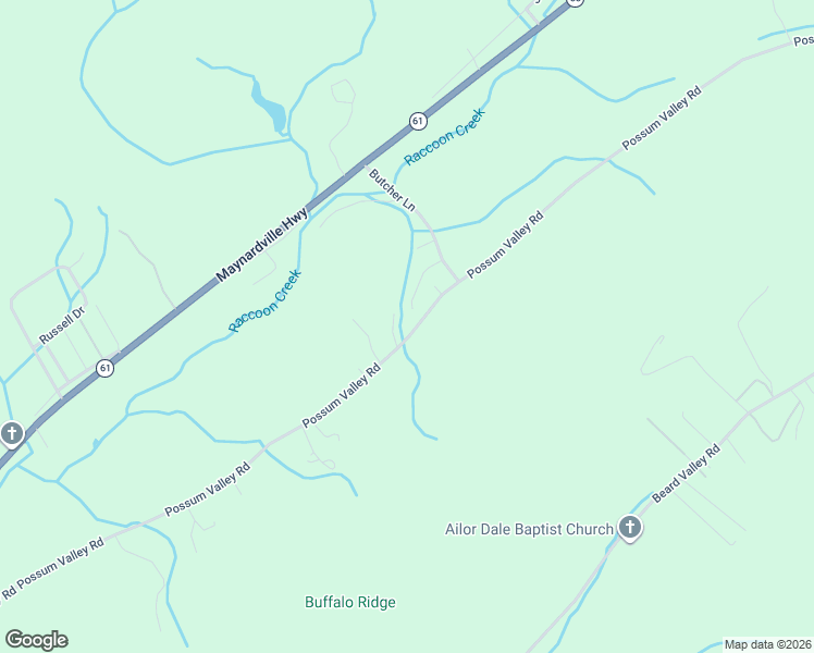 map of restaurants, bars, coffee shops, grocery stores, and more near 371 Possum Valley Road in Maynardville