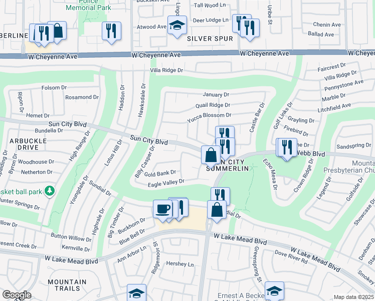 map of restaurants, bars, coffee shops, grocery stores, and more near 9449 Gold Mountain Drive in Las Vegas