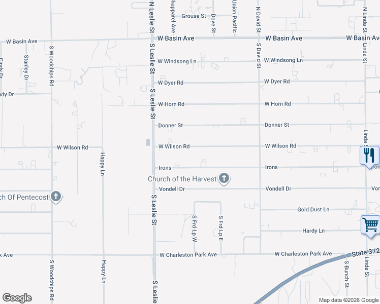 map of restaurants, bars, coffee shops, grocery stores, and more near 1860 Irons in Pahrump