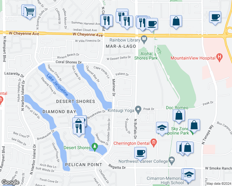 map of restaurants, bars, coffee shops, grocery stores, and more near 2857 Moonlight B in Las Vegas