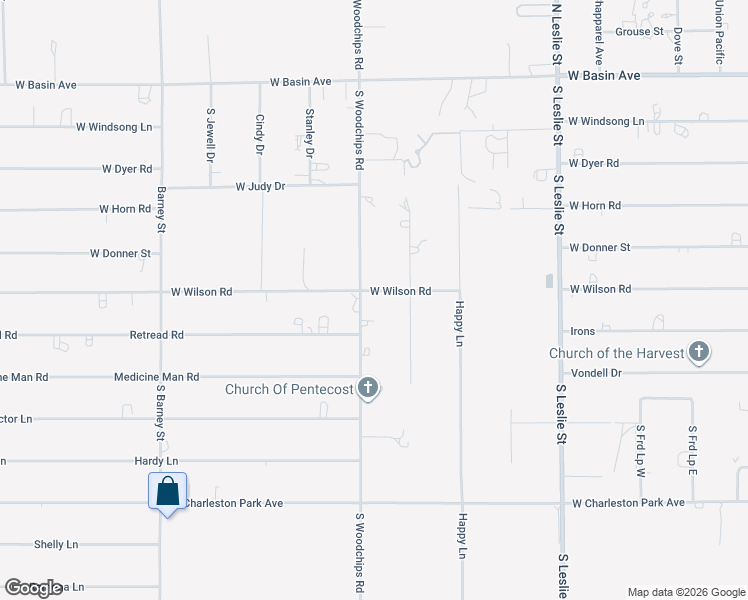 map of restaurants, bars, coffee shops, grocery stores, and more near 551 South Woodchips Road in Pahrump
